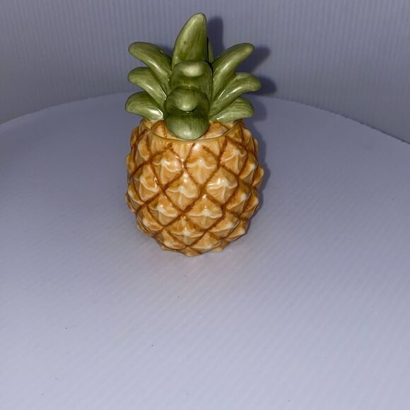 Lenox Rare Vintage Pineapple Salt & Pepper Shaker Tan & Green EUC - Picture 4 of 11